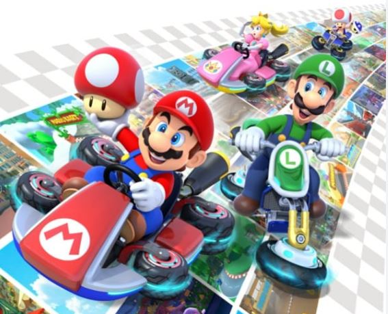Mario Kart photo featuring Mario, Toad, Luigi, and Princess Peach